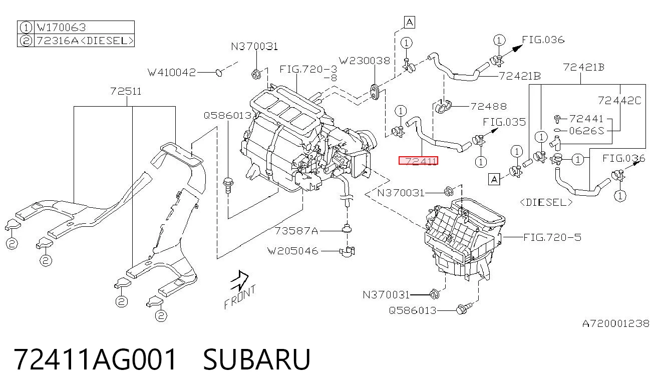 72411AG001 Subaru 