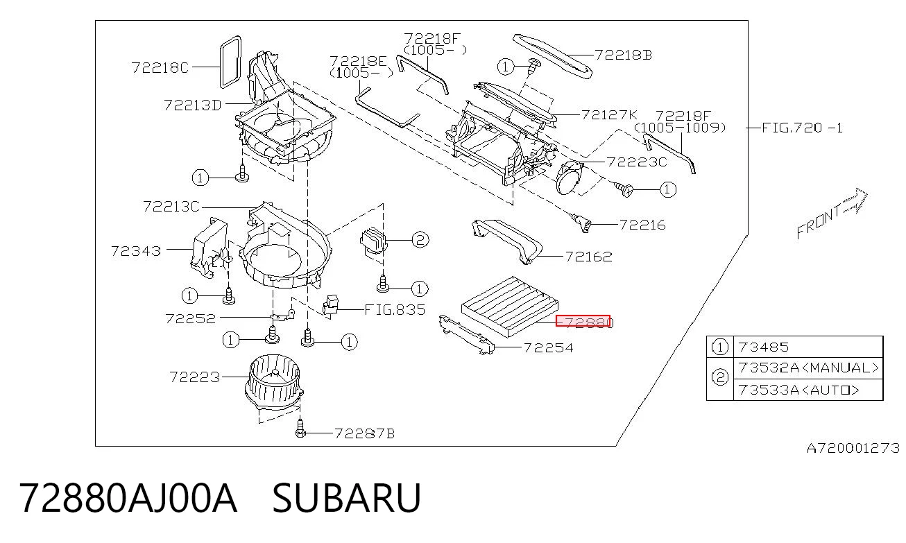 72880AJ00A Subaru Внутрисалонный фильтр