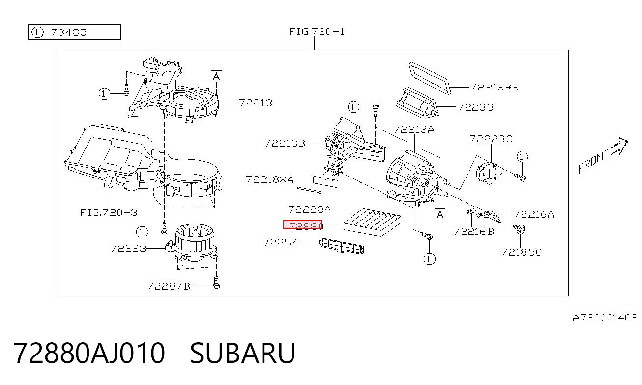 72880AJ010 Subaru Внутрисалонный фильтр