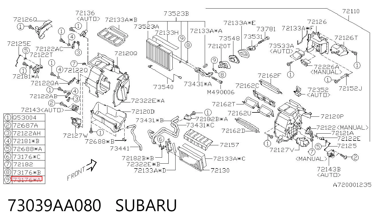 73039AA080 Subaru Прокладка трубки кондиционера