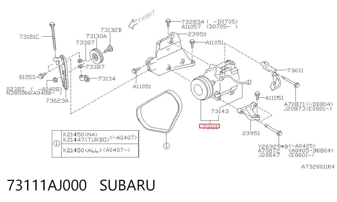 73111AJ000 Subaru Компрессор хладагента