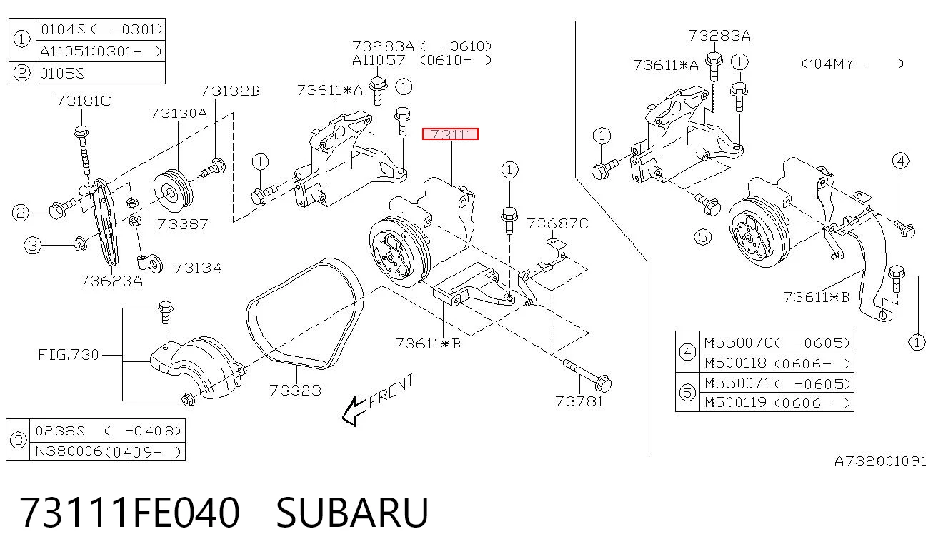 73111FE040 Subaru Компрессор хладагента