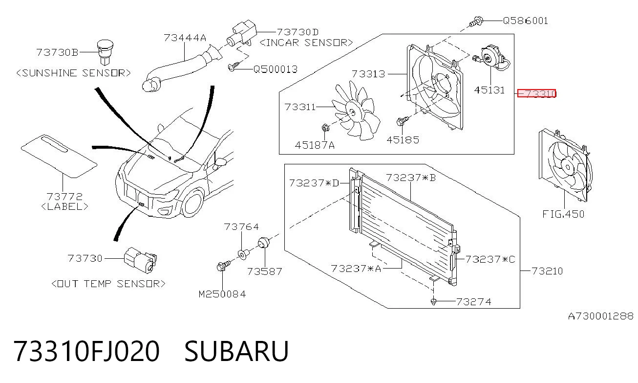 73310FJ020 Subaru Диффузор радиатора кондиционера, в сборе с крыльчаткой и мотором