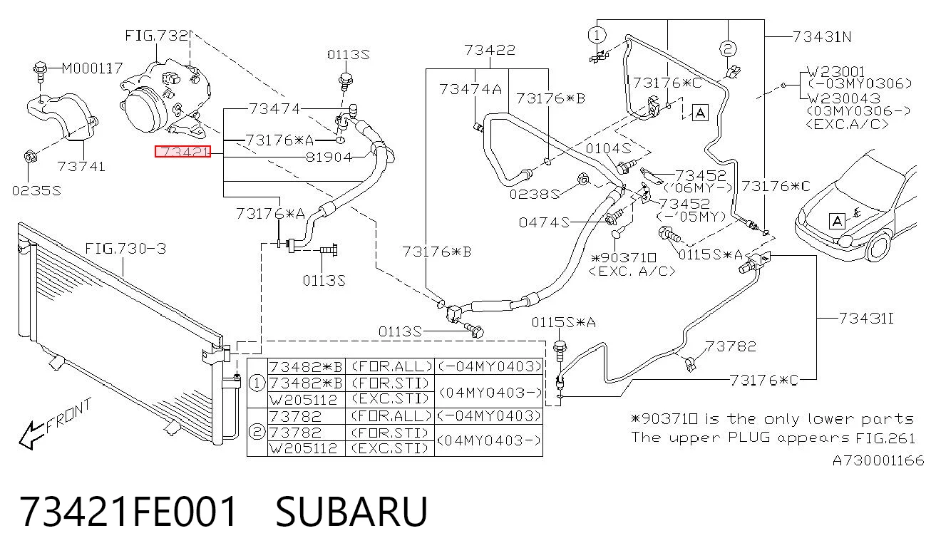 73421FE001 Subaru 