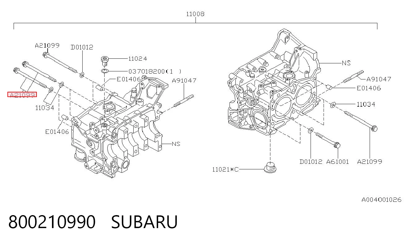 800210990 Subaru Болт крепления головки блока цилиндров