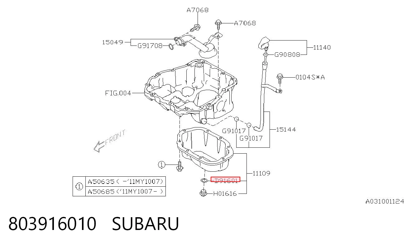 803916010 Subaru Прокладка сливной пробки поддона двигателя