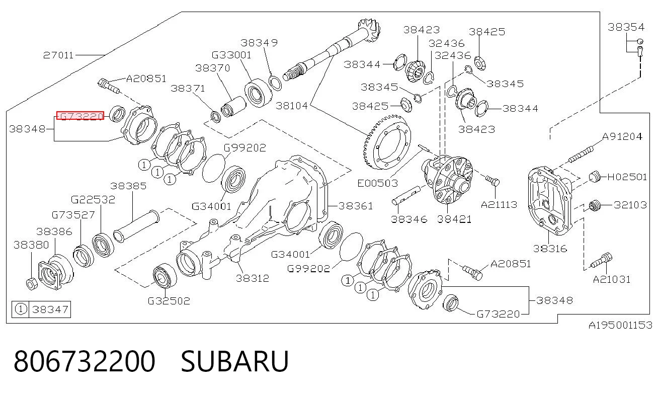 806732200 Subaru Сальник редуктора заднего моста