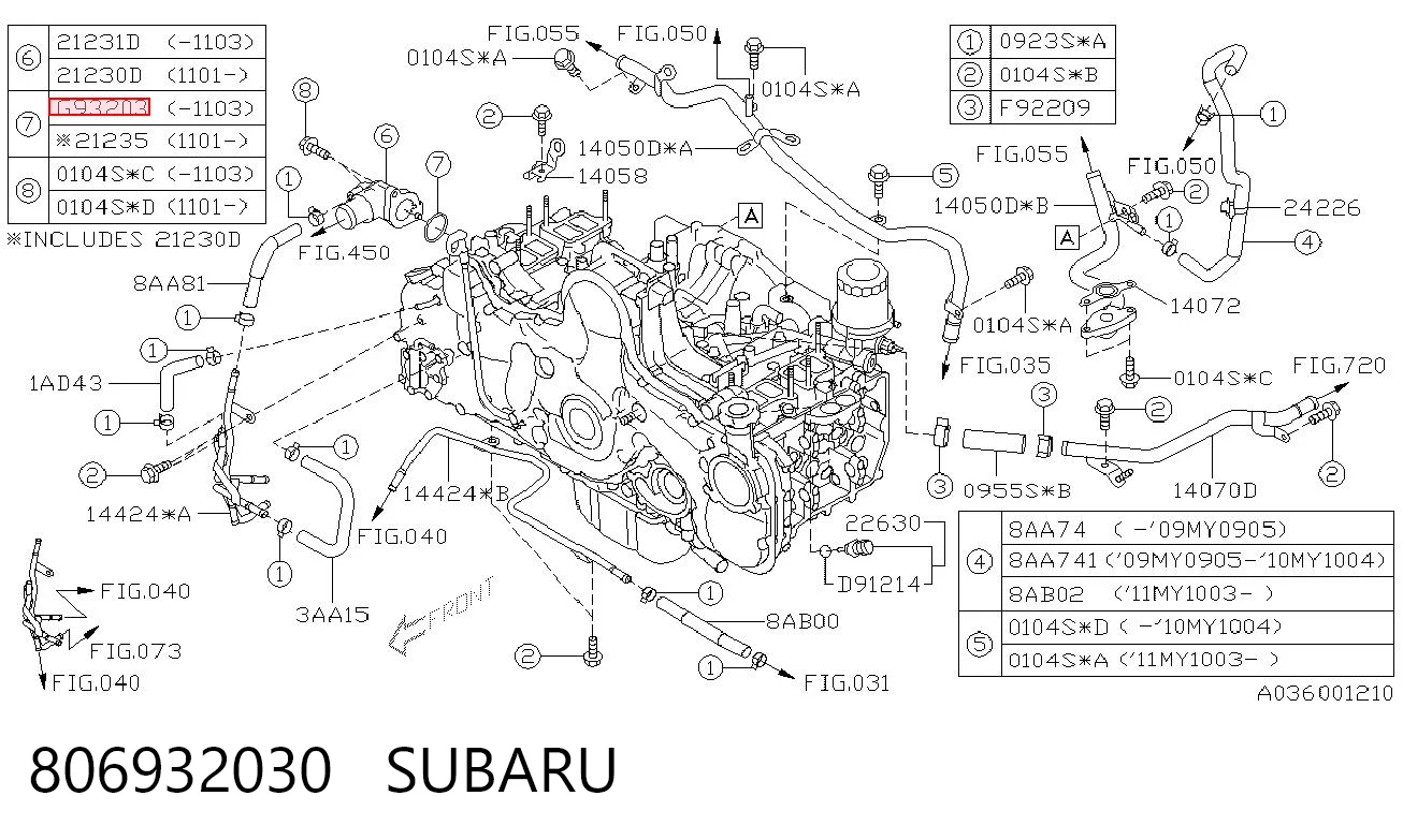806932030 Subaru  Прокладка впускного коллектора