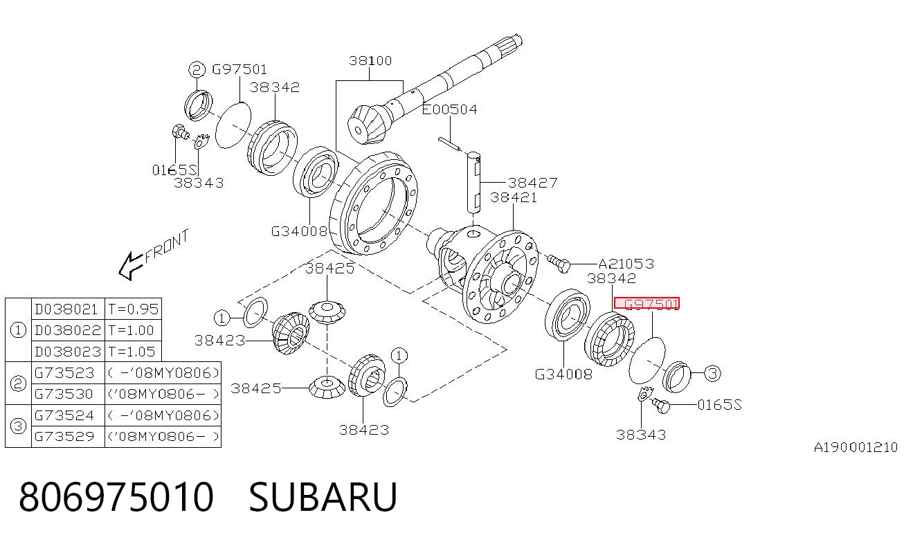 806975010 Subaru Шайба дифференциала переднего моста