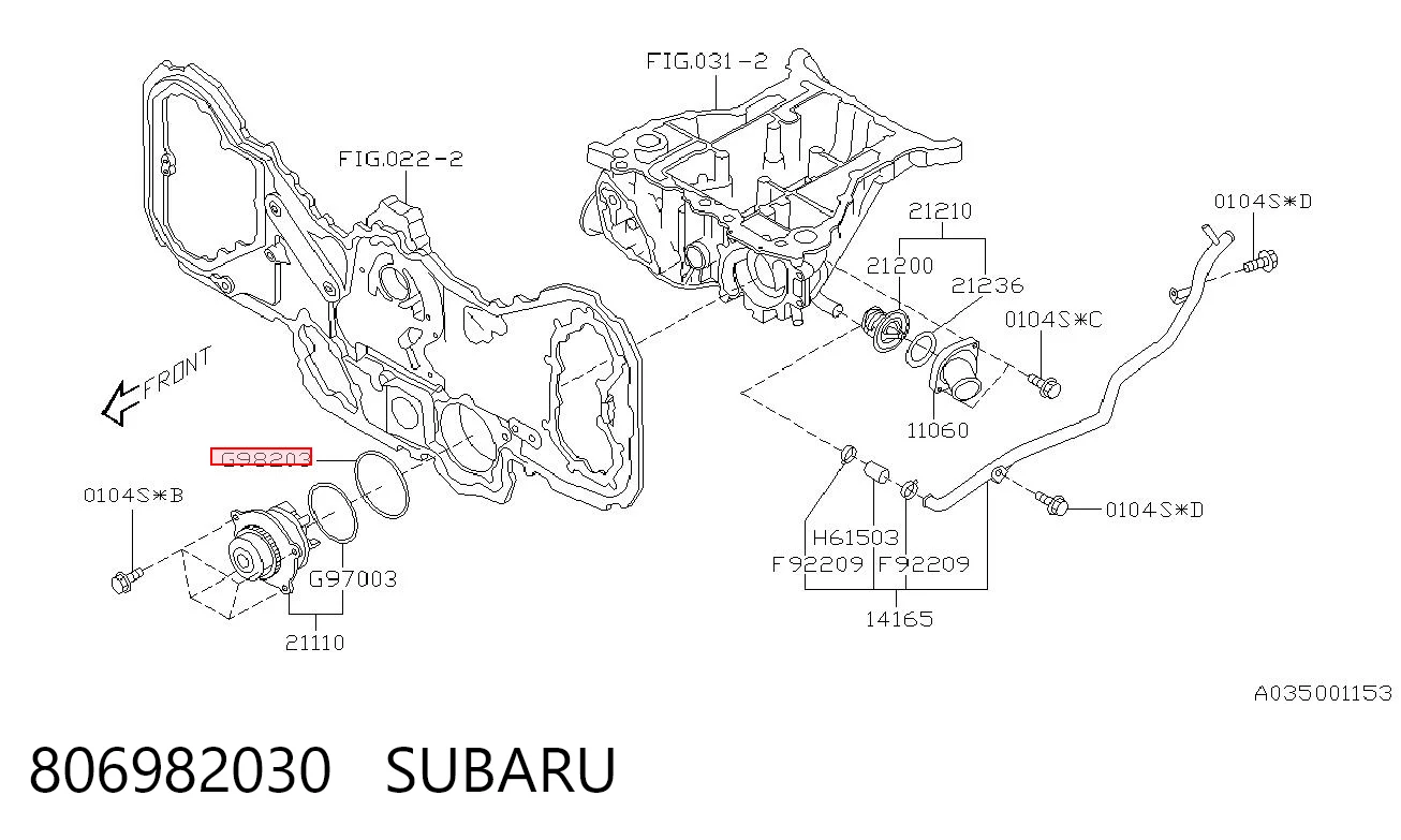 806982030 Subaru Прокладка водяного насоса