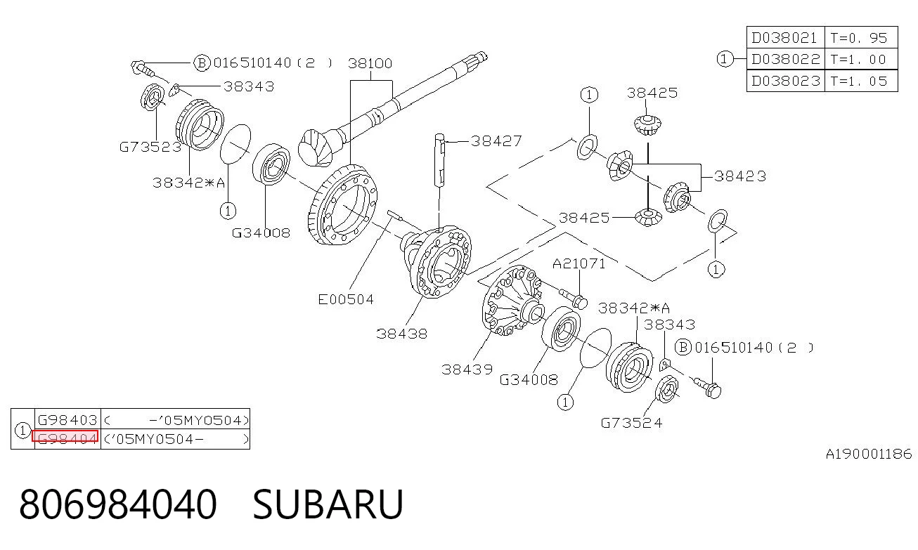 806984040 Subaru Шайба дифференциала переднего моста