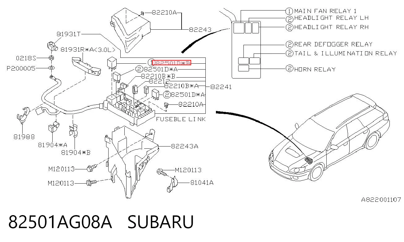 82501AG08A Subaru 