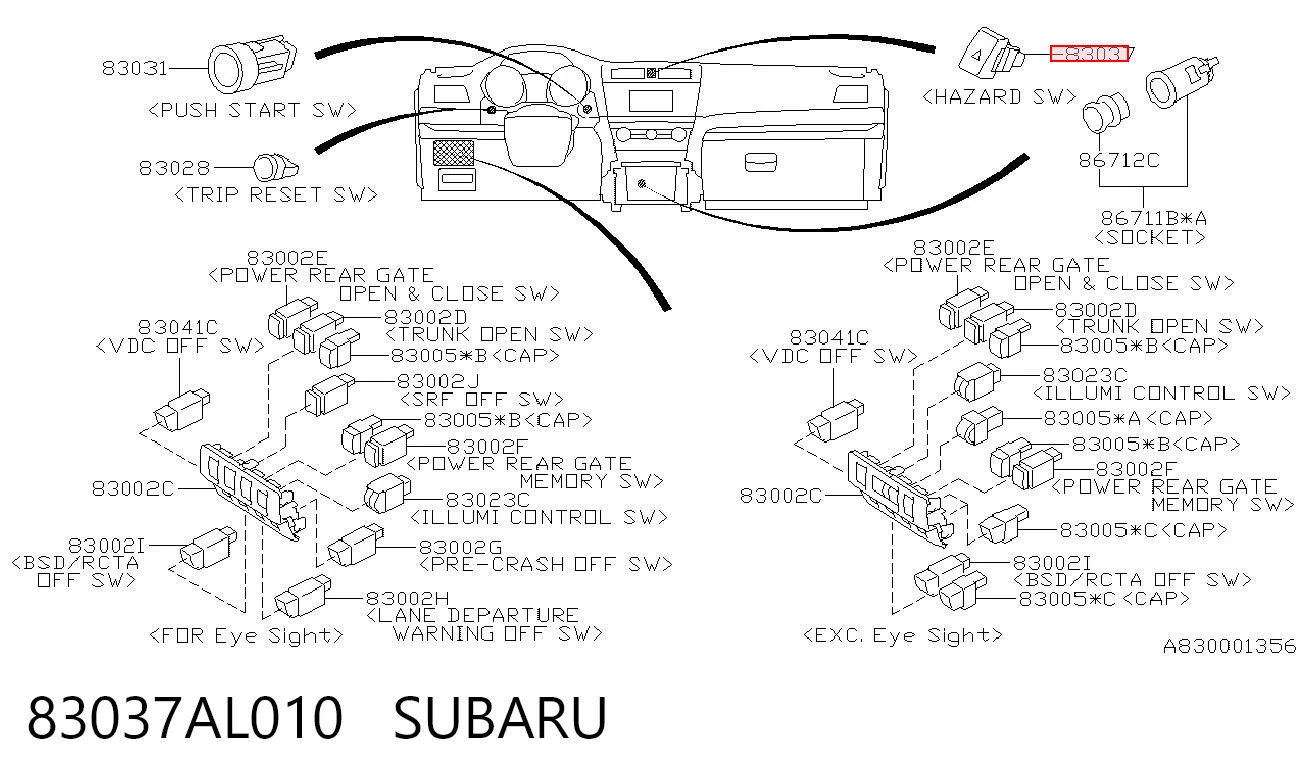 83037AL010 Subaru Аварийная кнопка