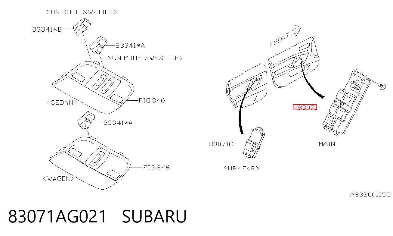 83071AG021 Subaru Кнопки переднего левого стекло подъёмника