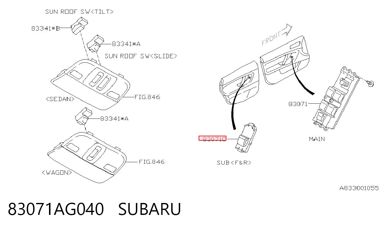 83071AG040 Subaru Кнопка подъемника задних стекол