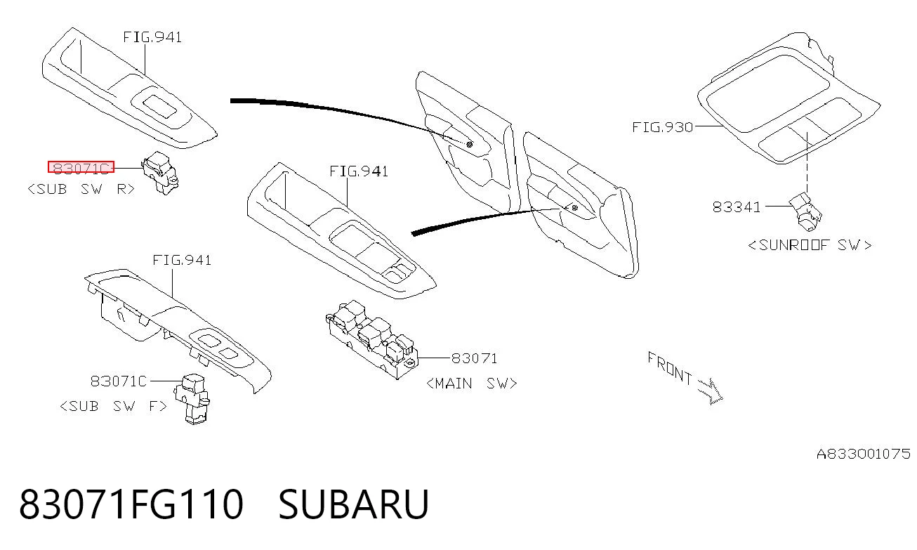 83071FG110 Subaru Кнопки заднего стеклоподъемника