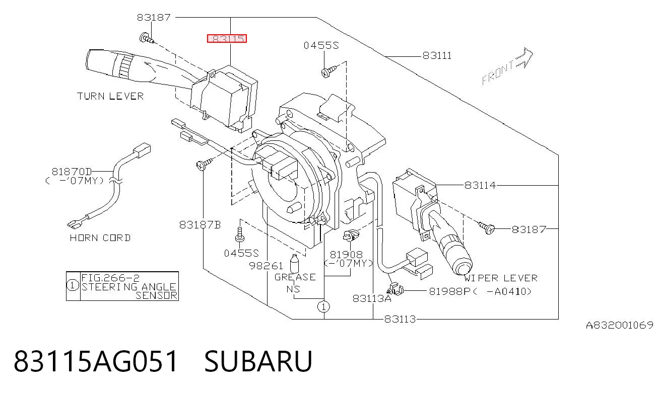 83115AG051 Subaru Переключатель подрулевой, правый