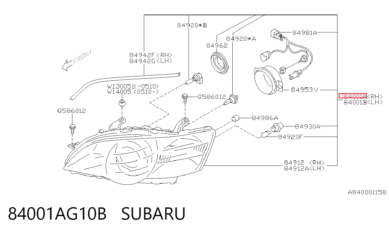 84001AG10B Subaru Фара передняя правая