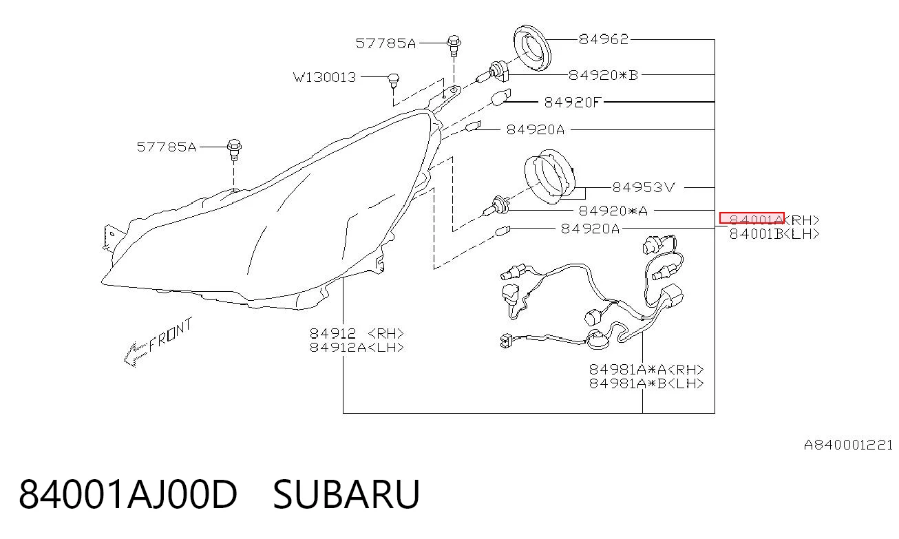 84001AJ00D Subaru Фара передняя правая