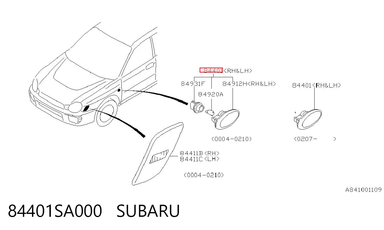 84401SA000 Subaru Повторитель поворота на крыло
