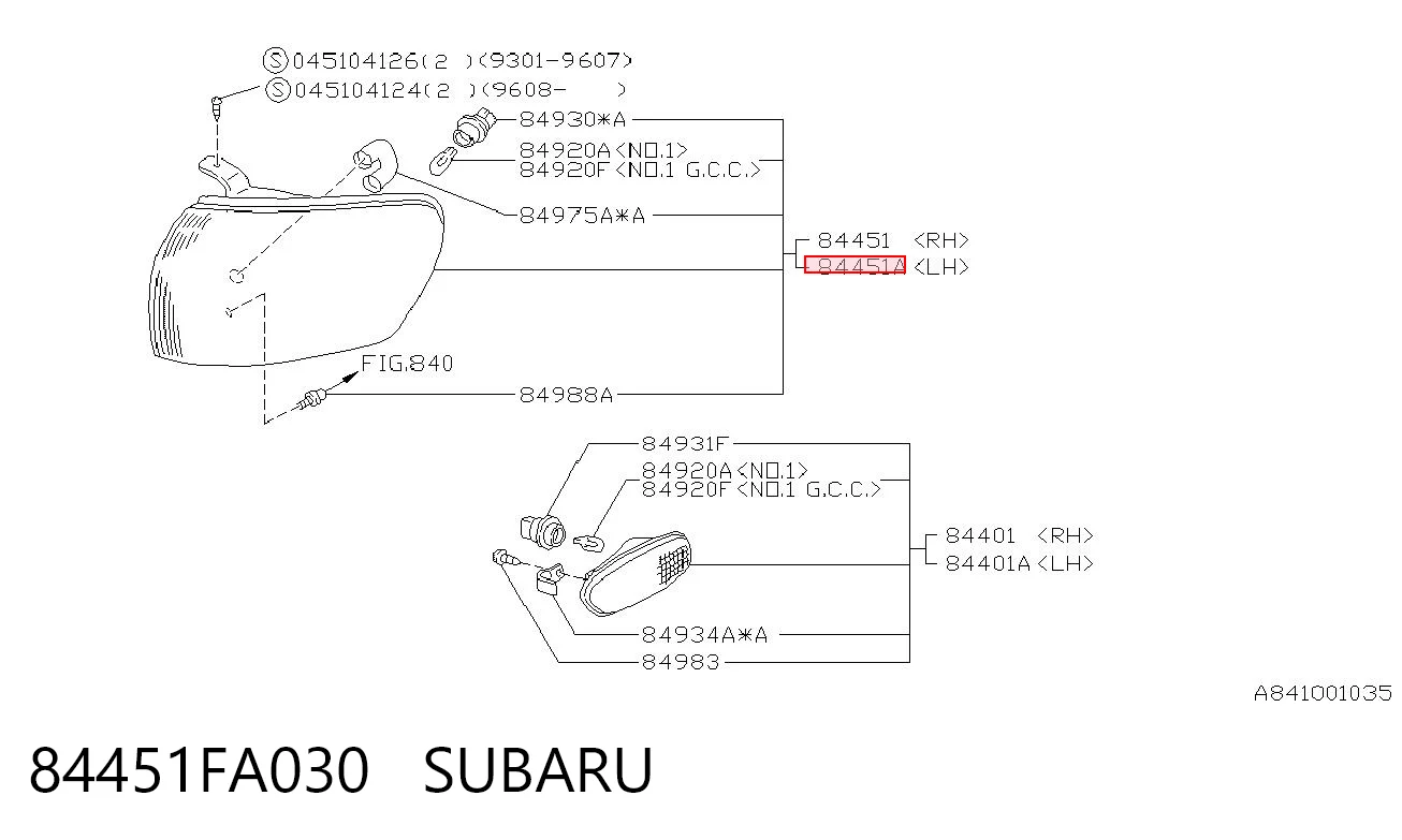 84451FA030 Subaru Подфарники