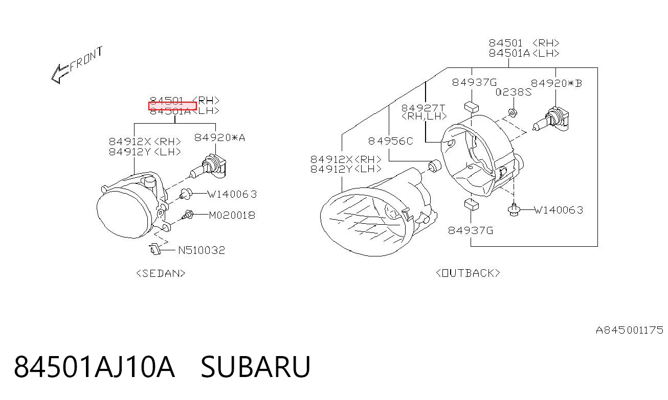 84501AJ10A Subaru Противотуманная фара левая