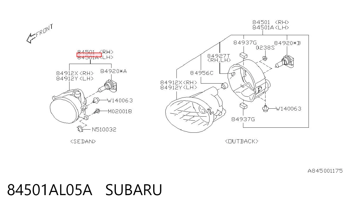 84501AL05A Subaru Противотуманная фара левая