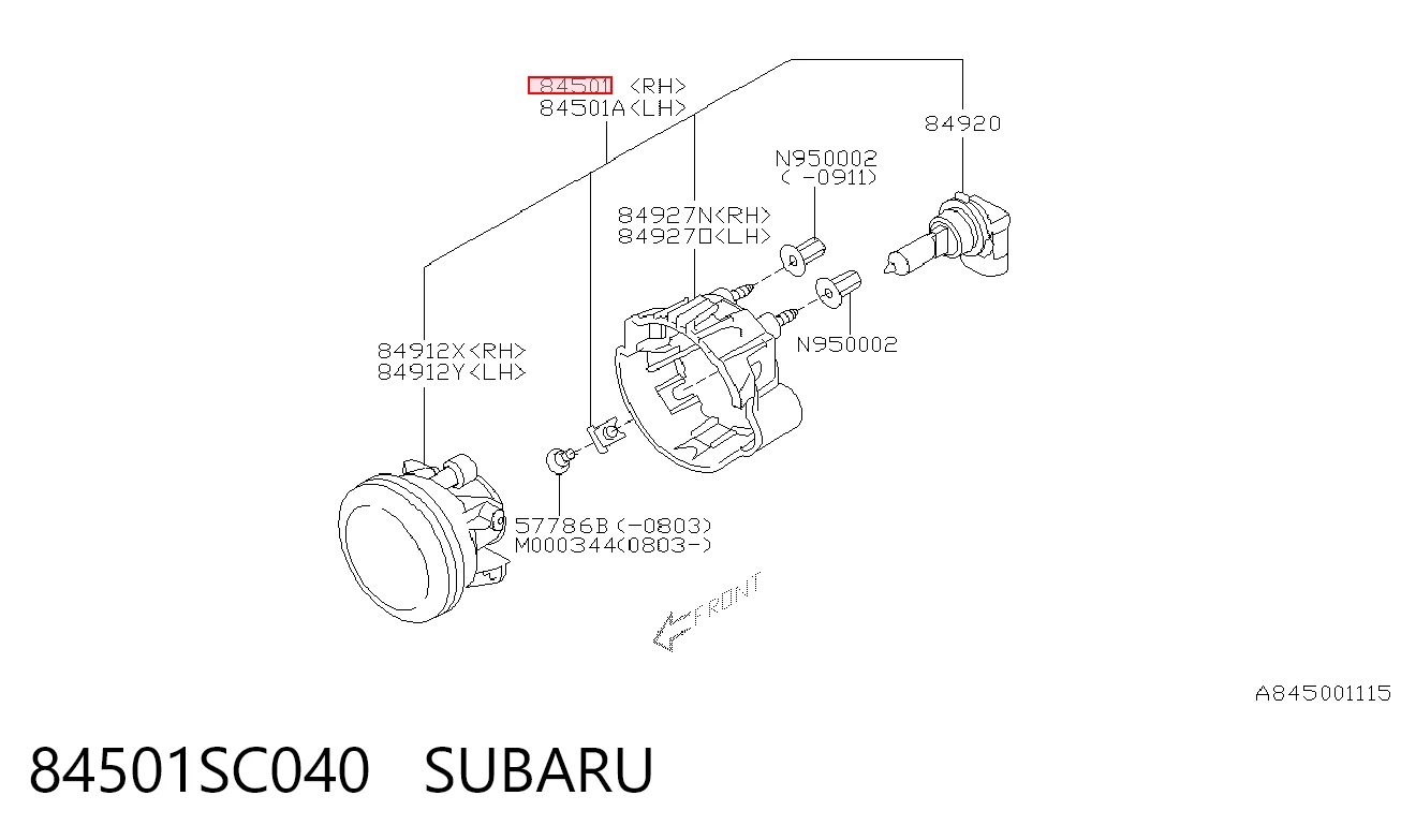 84501SC040 Subaru Противотуманка правая