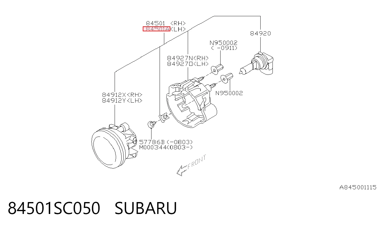 84501SC050 Subaru Противотуманная фара левая