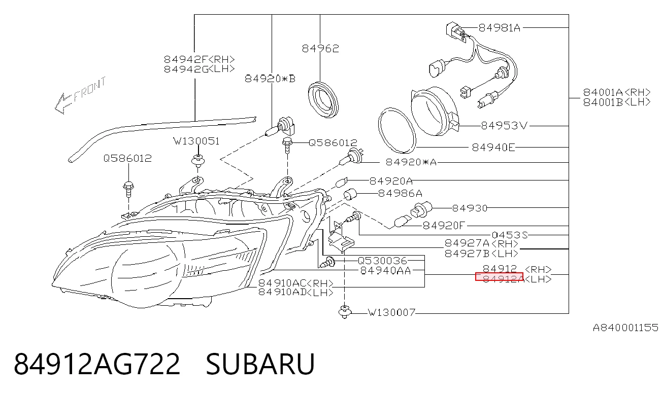 84912AG722 Subaru