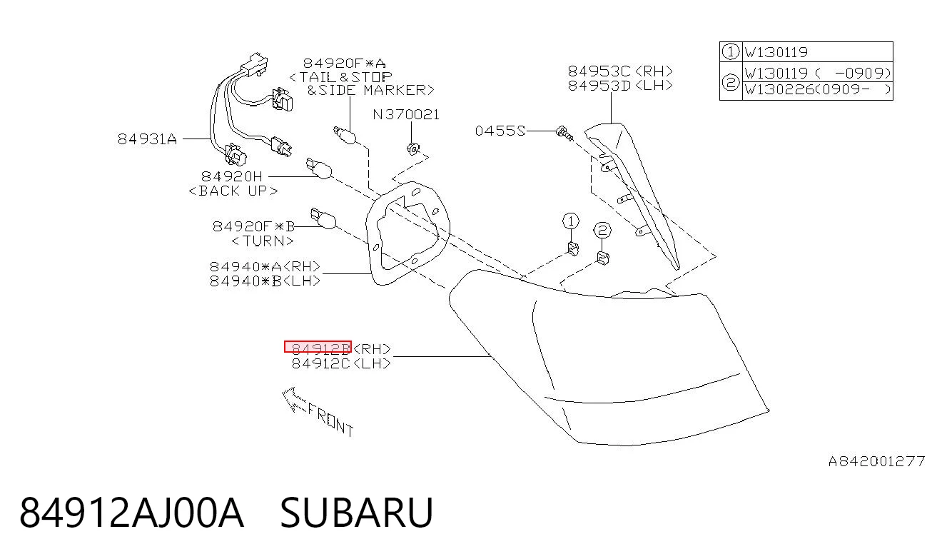 84912AJ00A Subaru Фонари задние