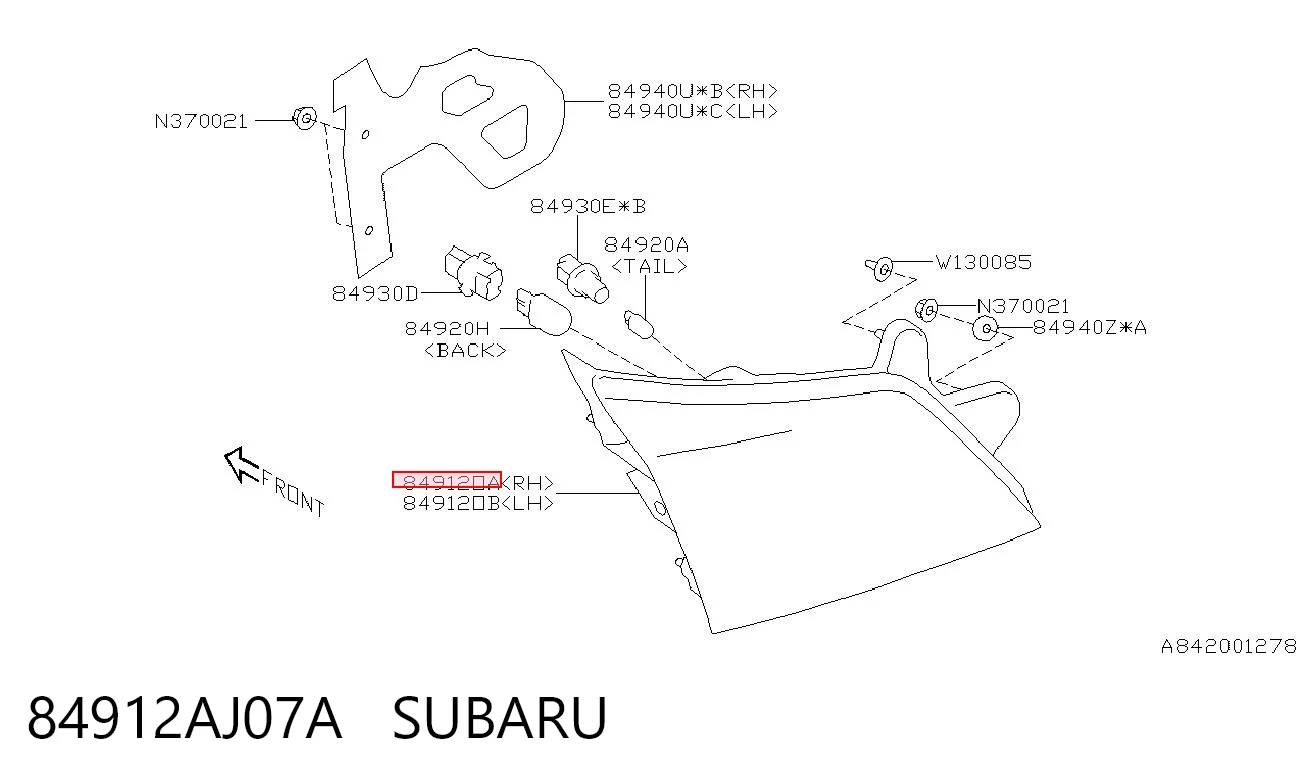 84912AJ07A Subaru 