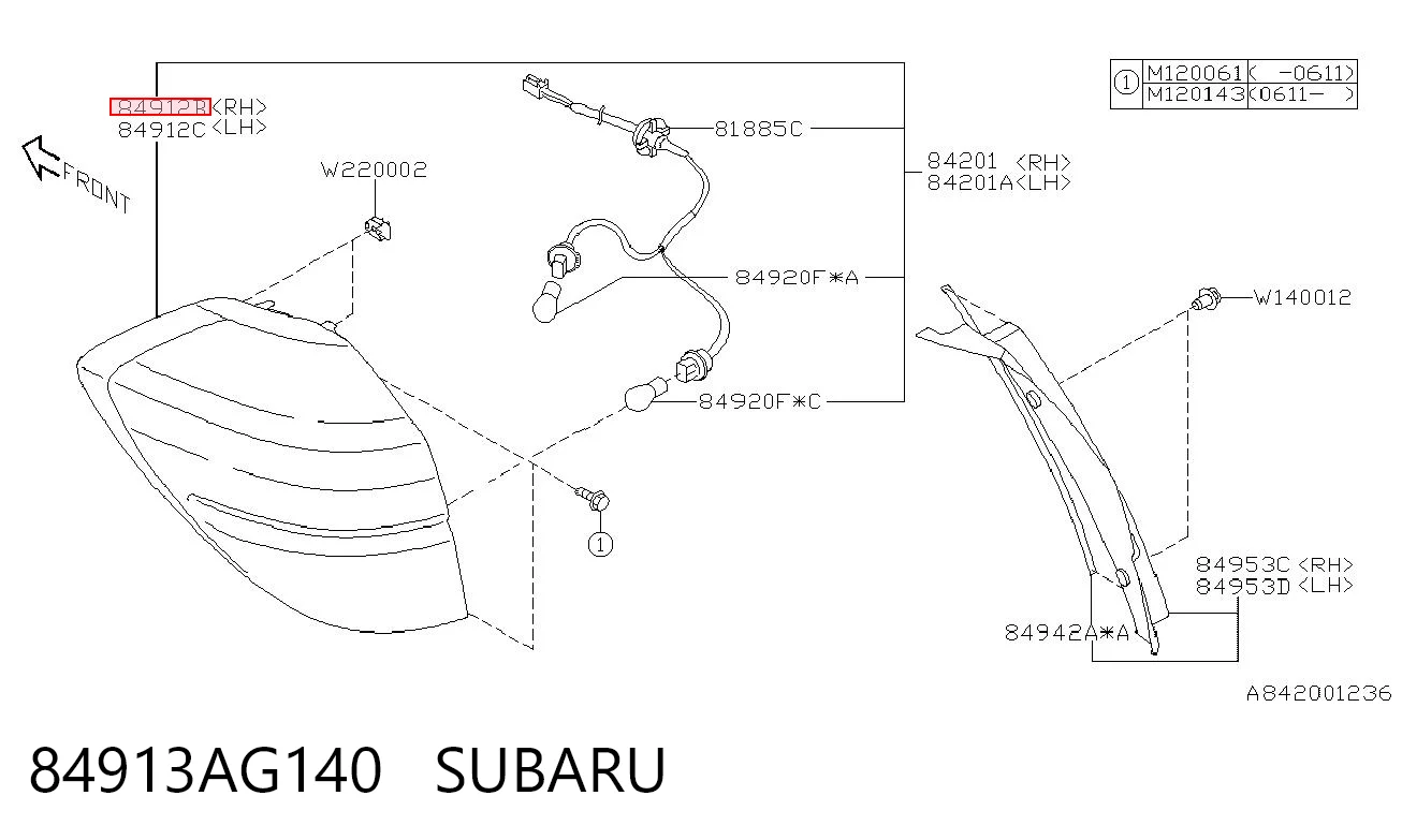 84913AG140 Subaru Фонари задние