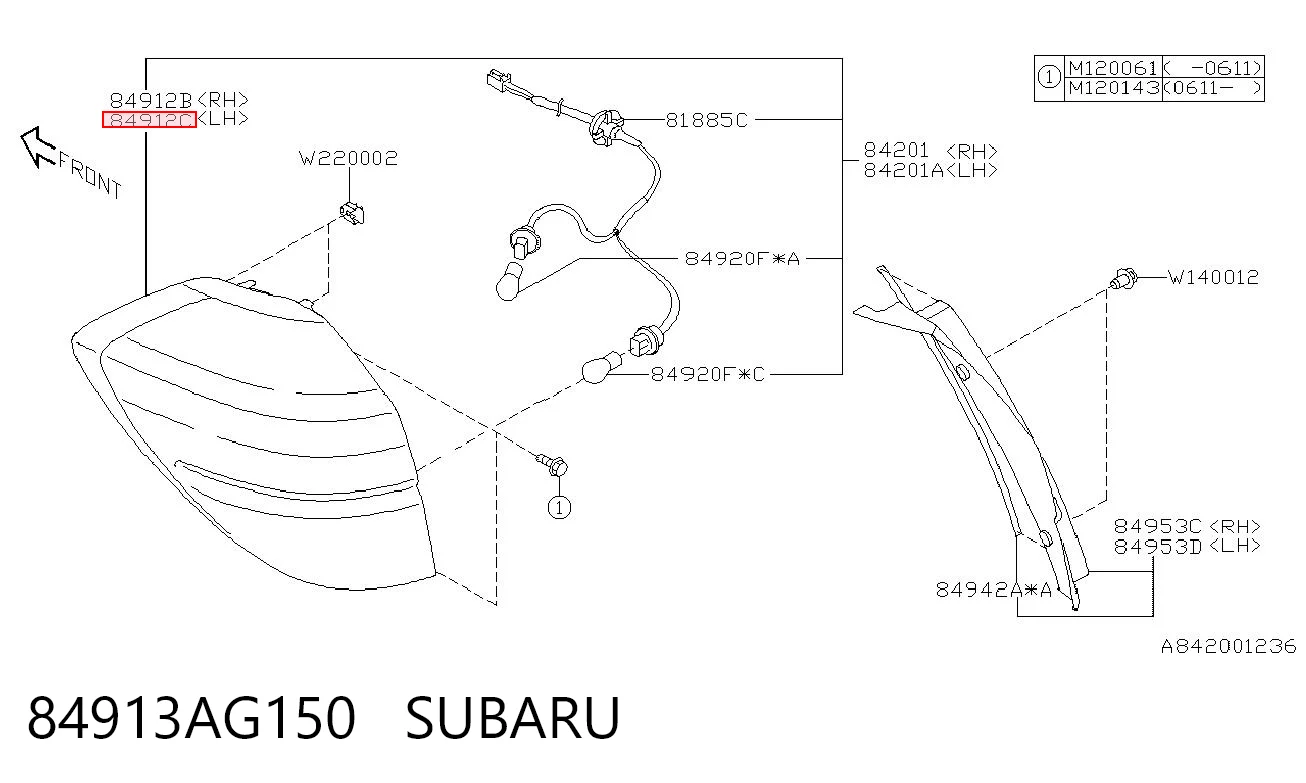 84913AG150 Subaru Задний левый стоп