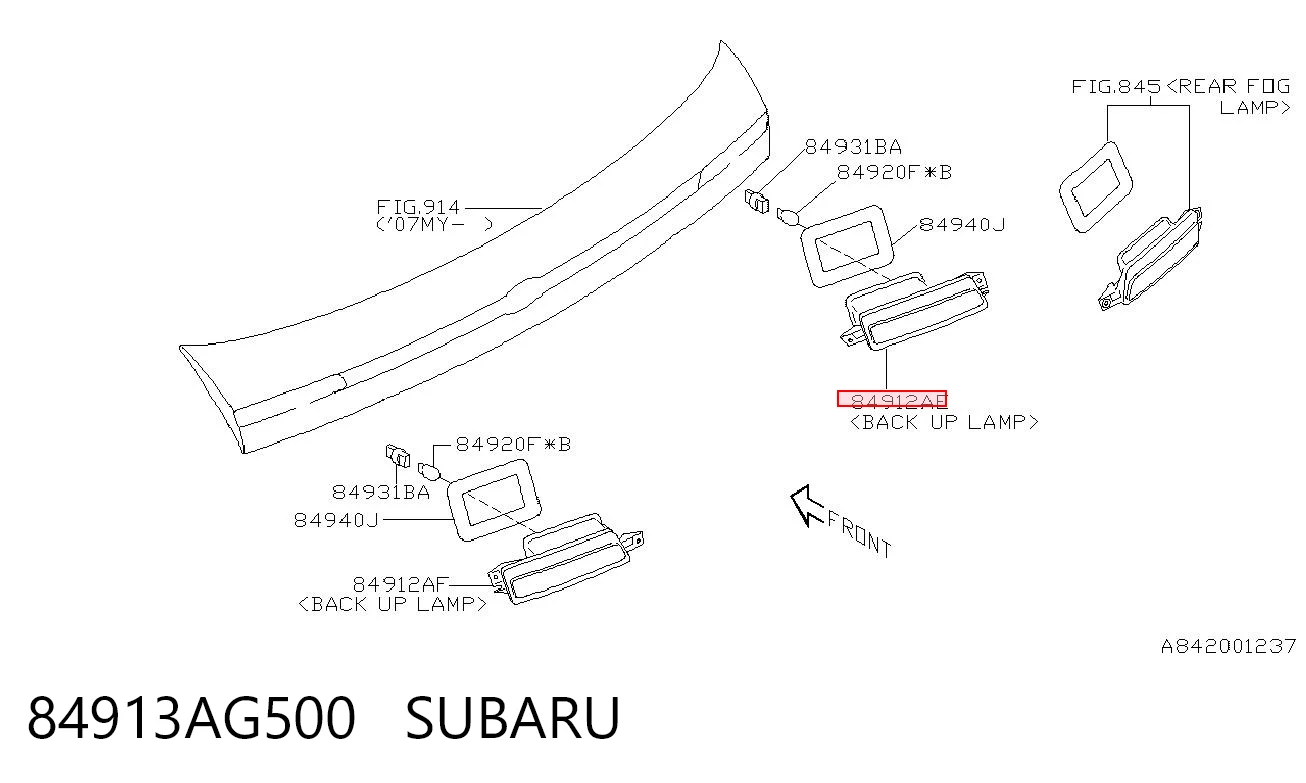 84913AG500 Subaru Фара заднего хода правая