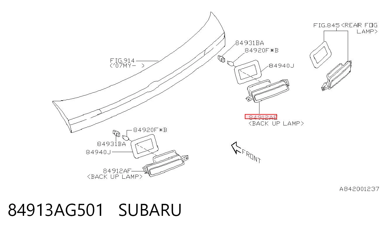 84913AG501 Subaru Фара заднего хода правая