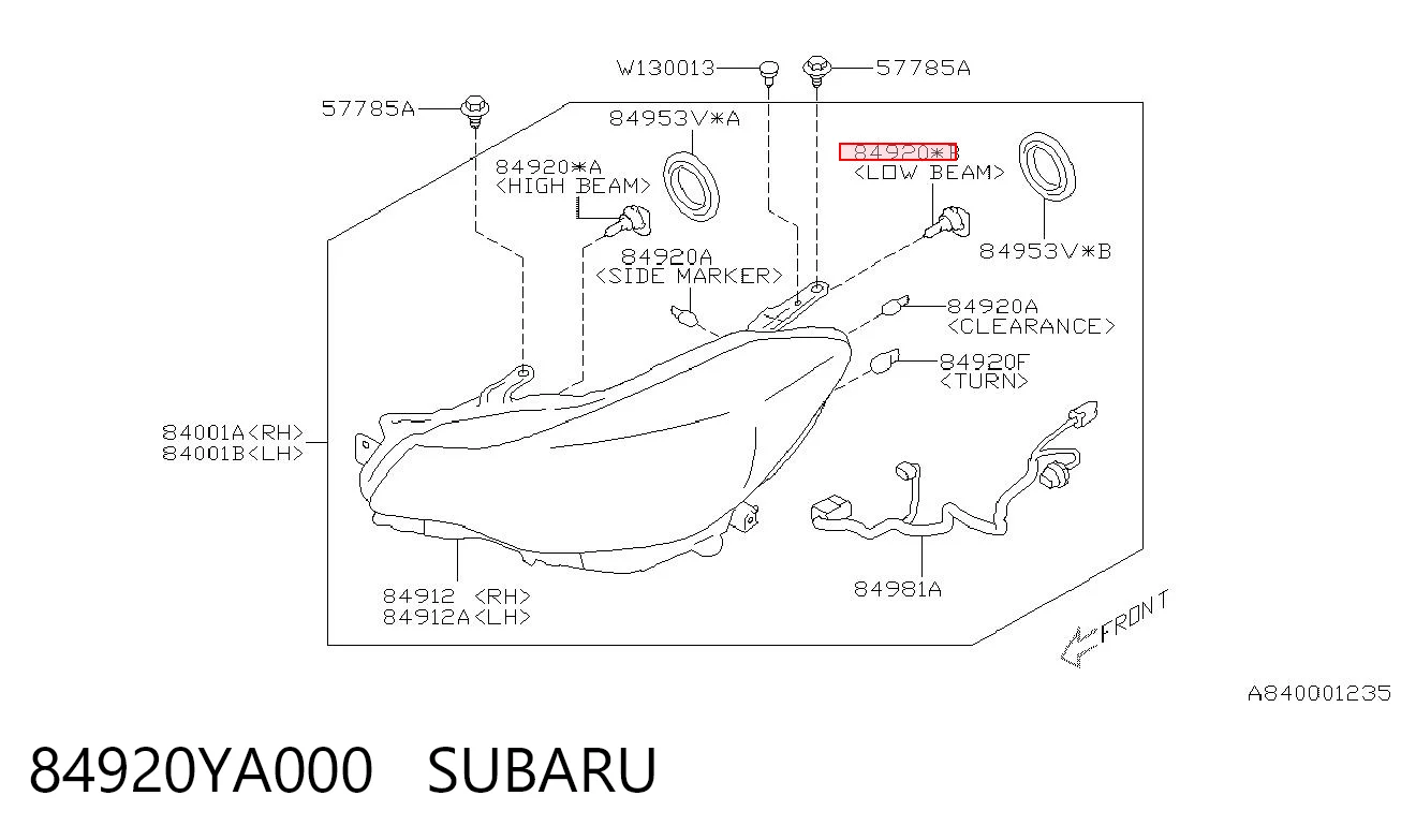 Лампочка SUBARU 84920YA000