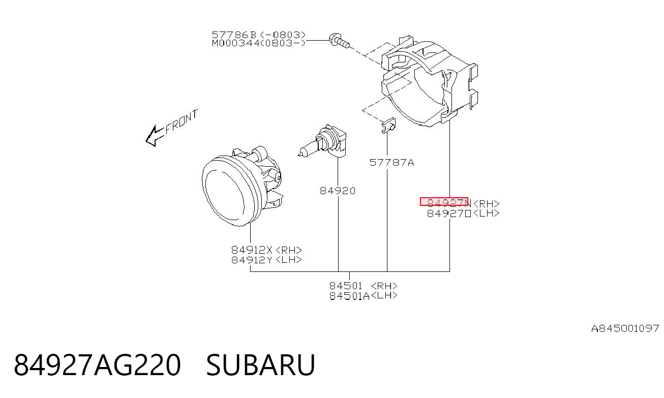 84927AG220 Subaru Крепление противотуманки правой