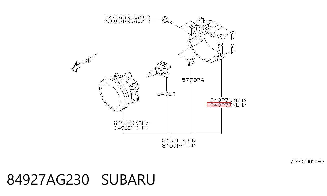 84927AG230 Subaru 