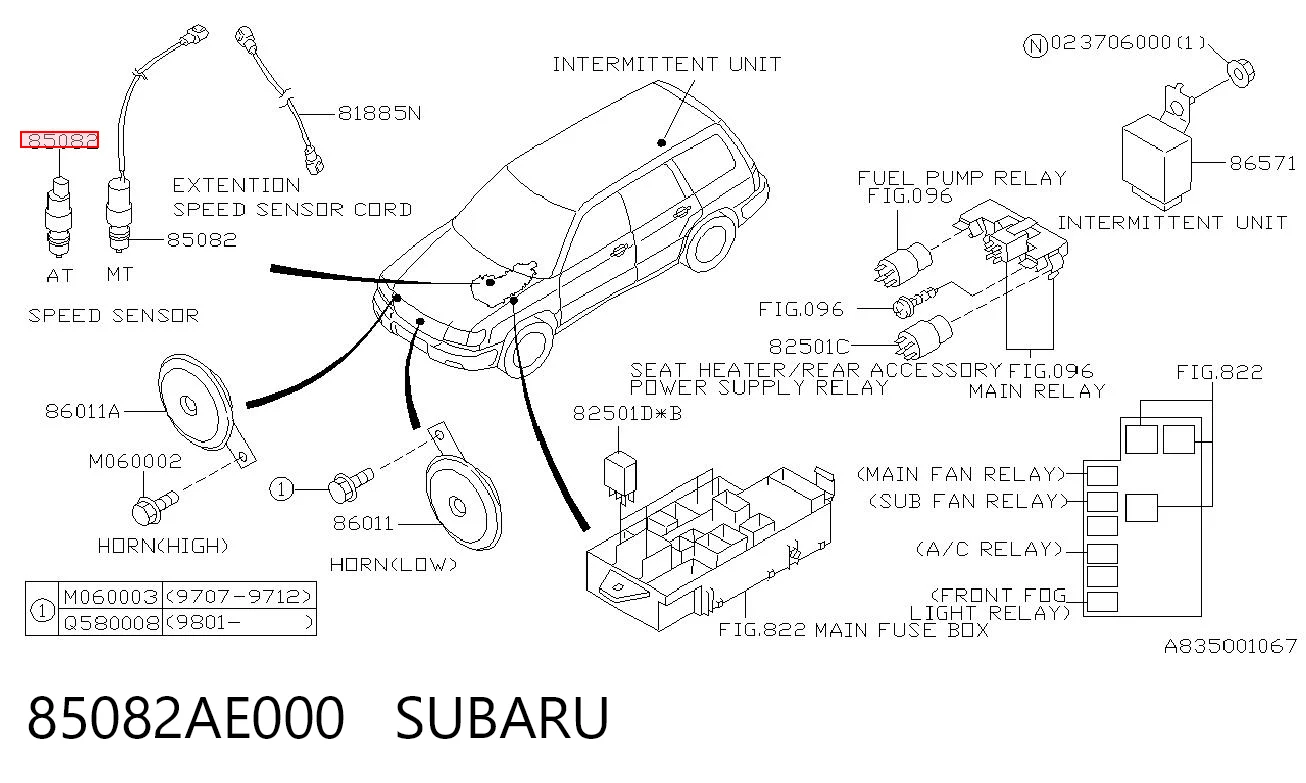 Датчик скорости спидометра на Subaru Forester II S11, SG