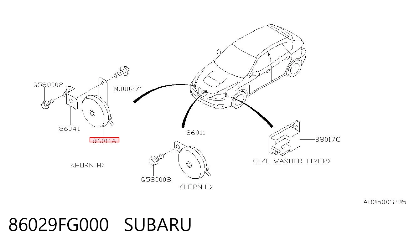 Клаксон на Subaru Impreza III GH