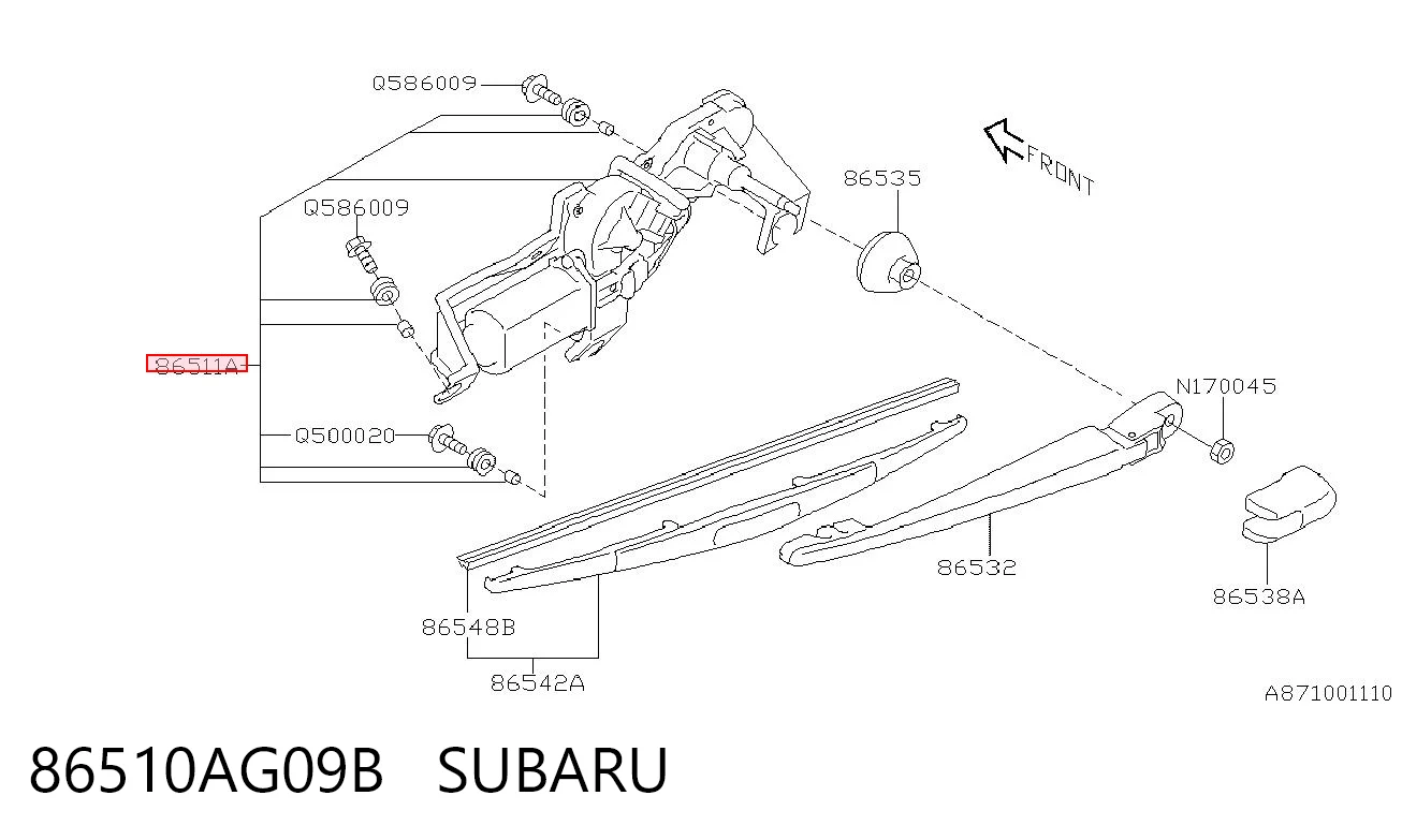 86510AG09B Subaru Мотор заднего стеклоочистителя