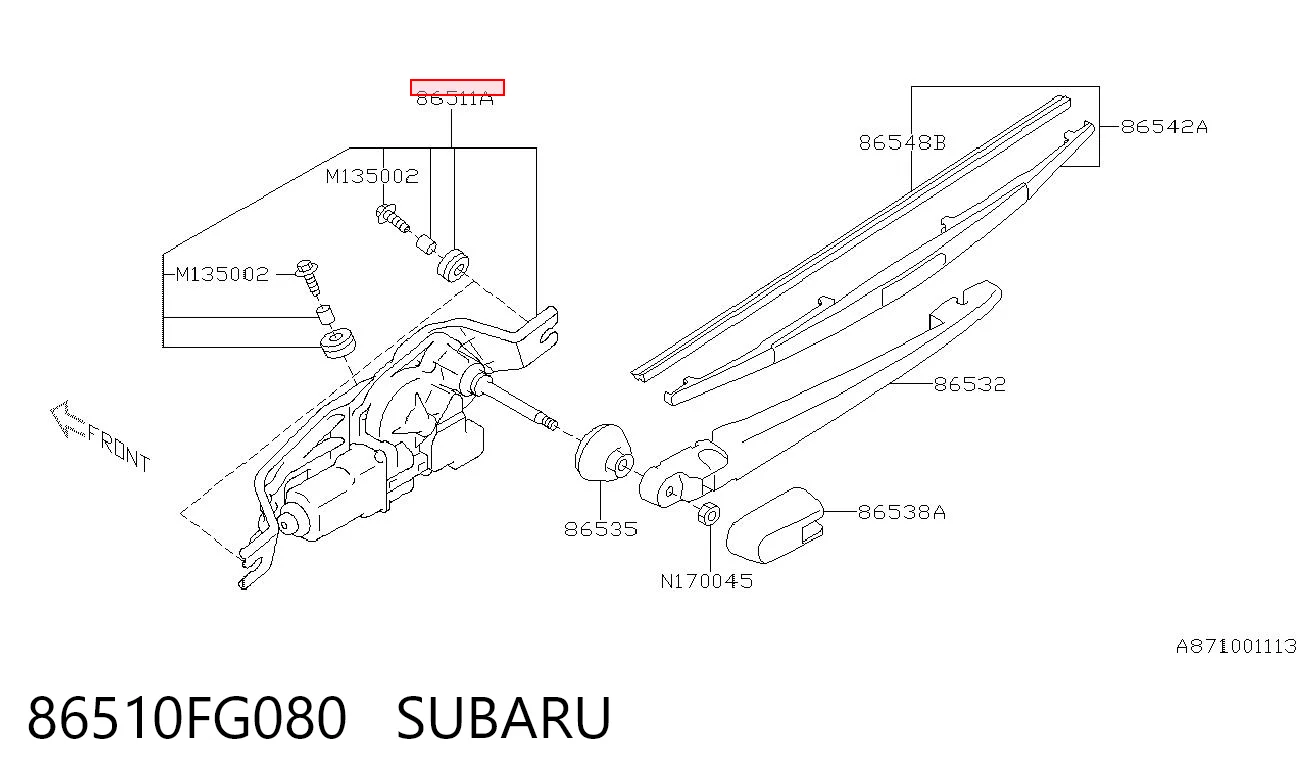86510FG080 Subaru Мотор заднего стеклоочистителя