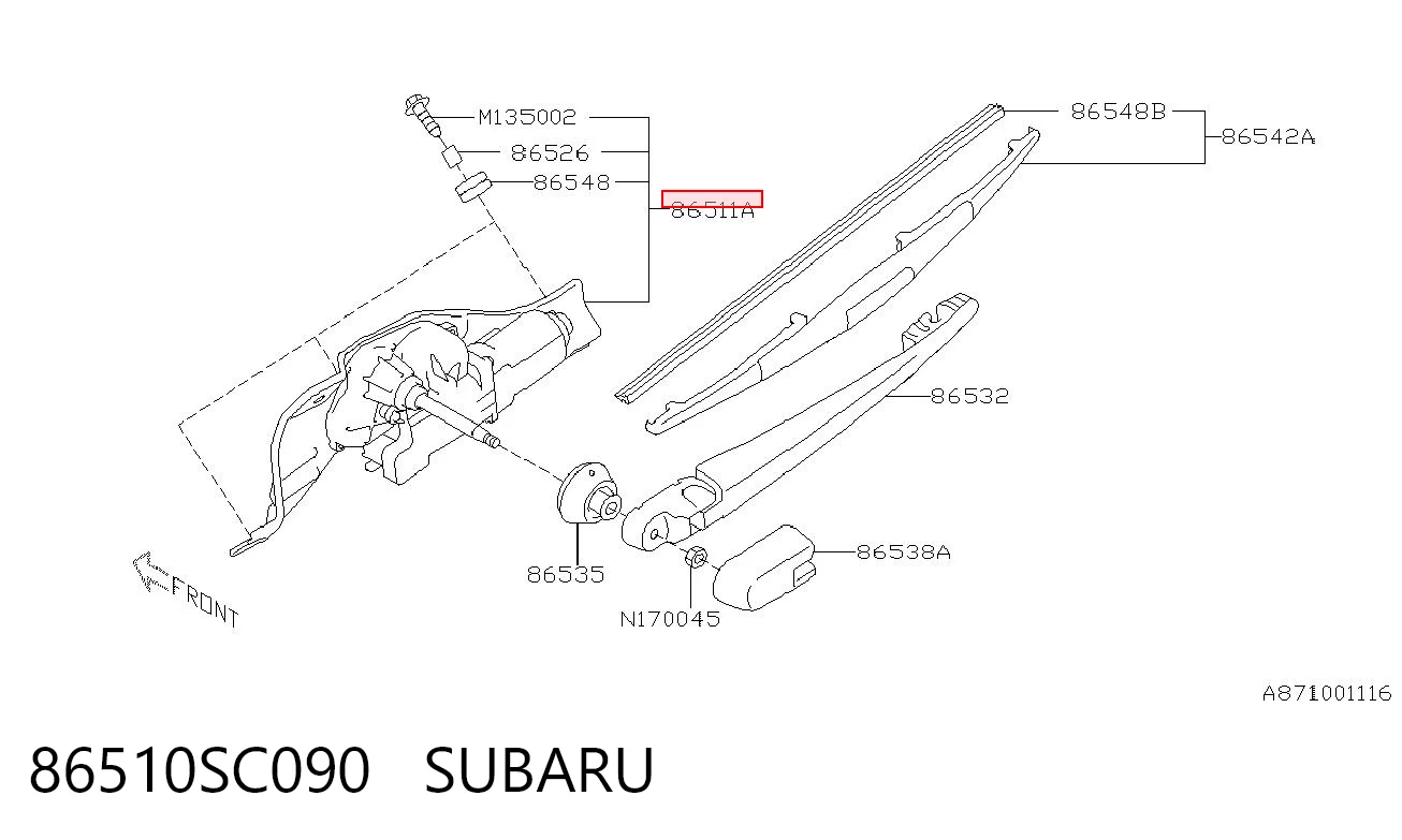 86510SC090 Subaru Мотор заднего стеклоочистителя