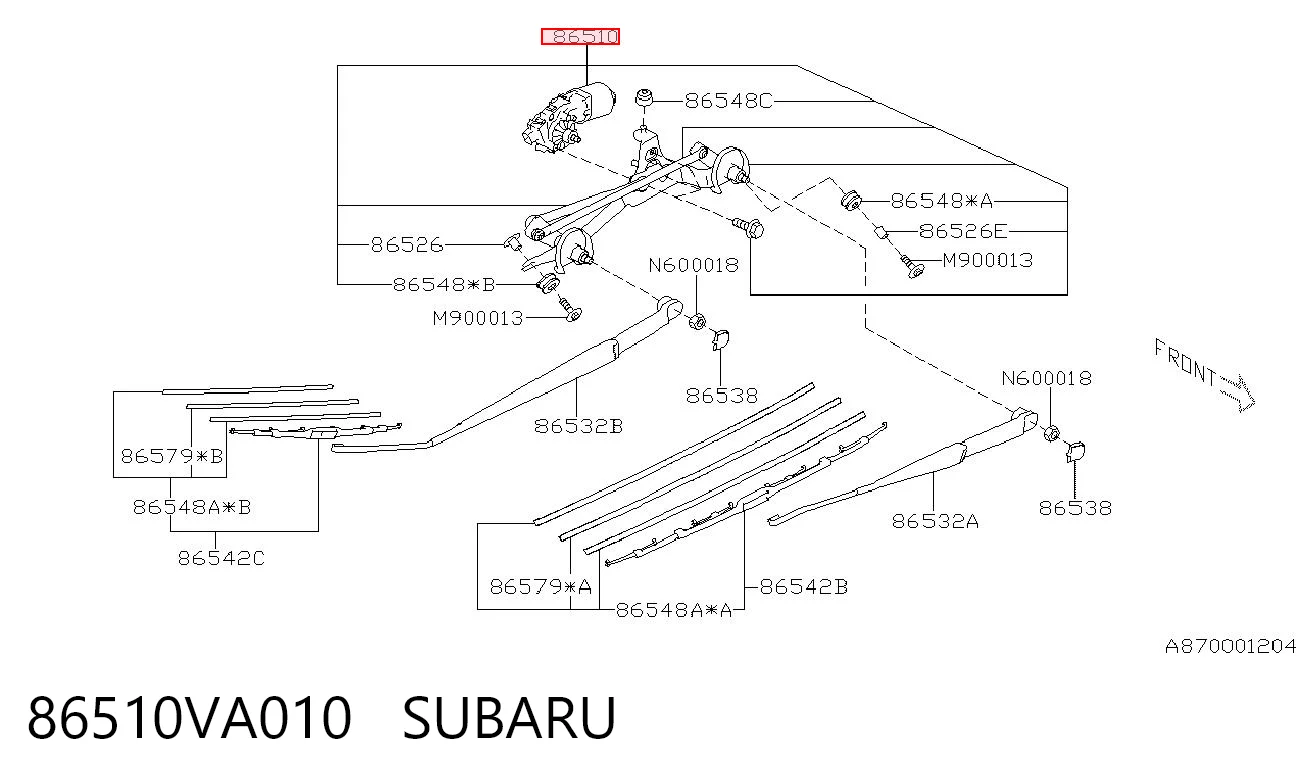 86510VA010 Subaru Мотор стеклоочистителя передний