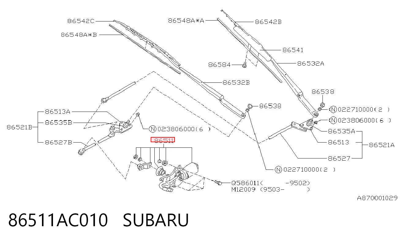Мотор стеклоочистителя передний на Subaru Legacy II BD, BG