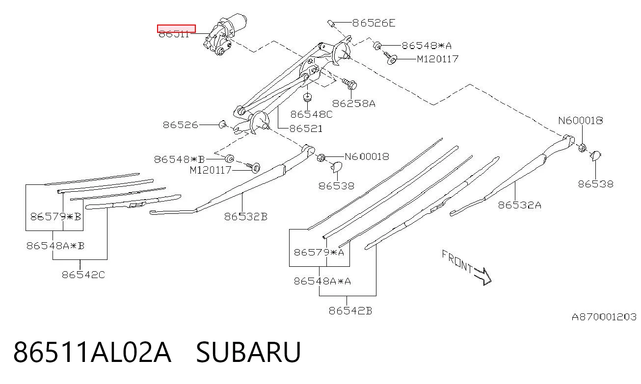 86511AL02A Subaru Мотор стеклоочистителя передний