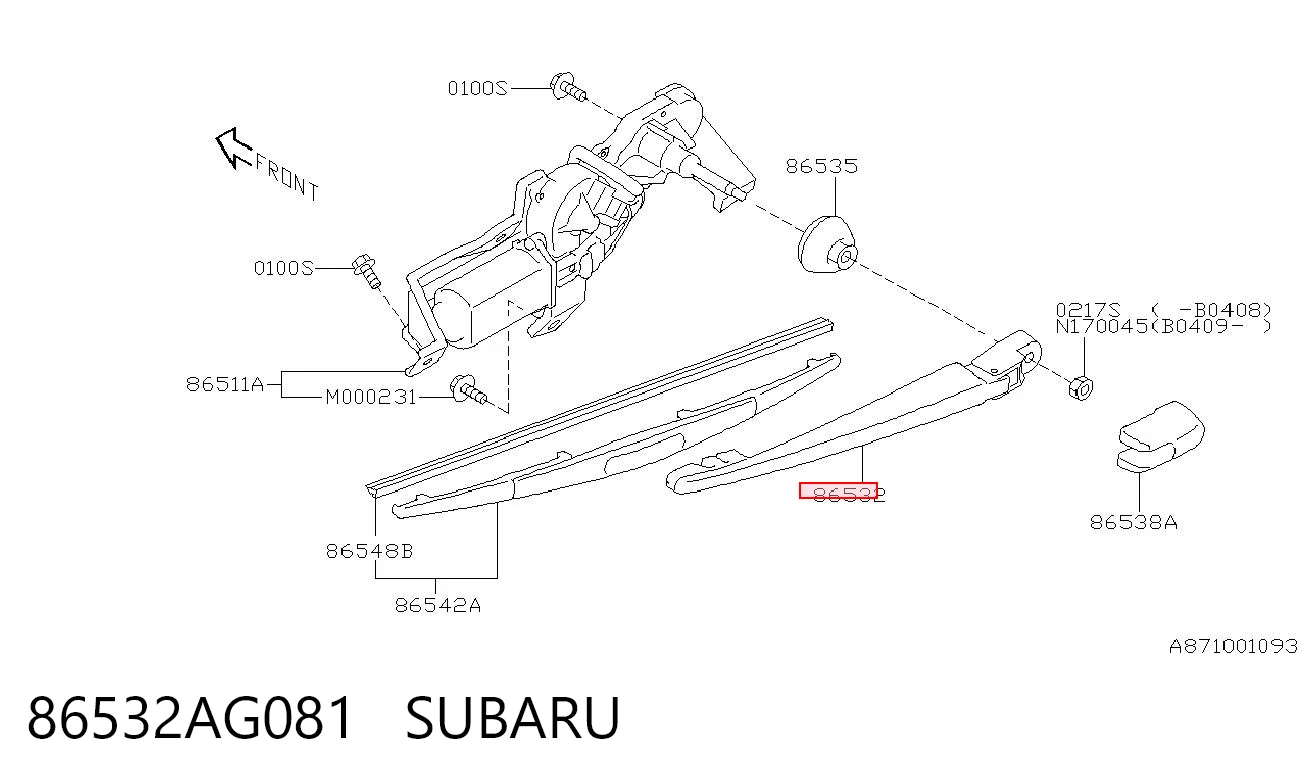 86532AG081 Subaru Рычаг-поводок дворника заднего стекла