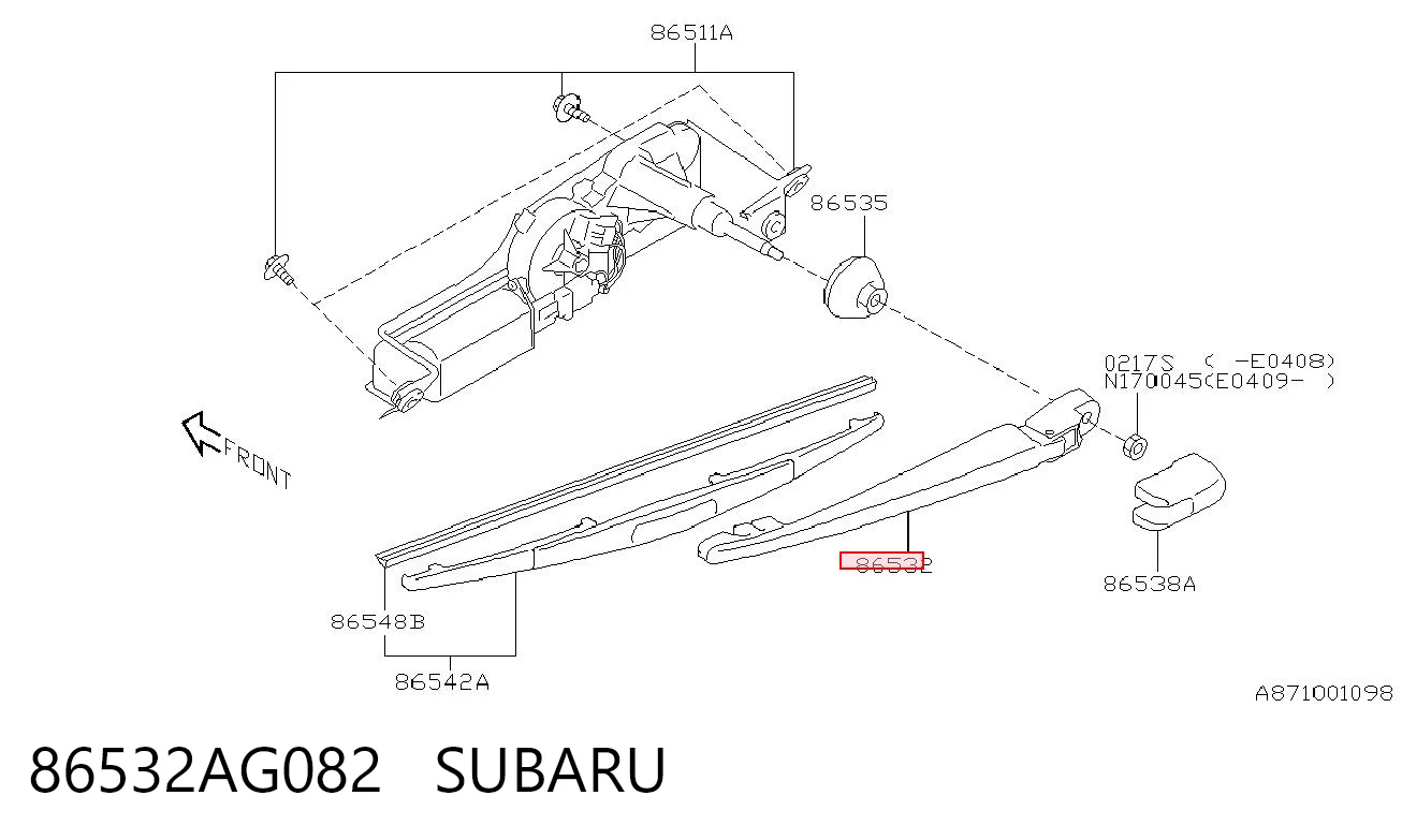 86532AG082 Subaru Рычаг-поводок дворника заднего стекла