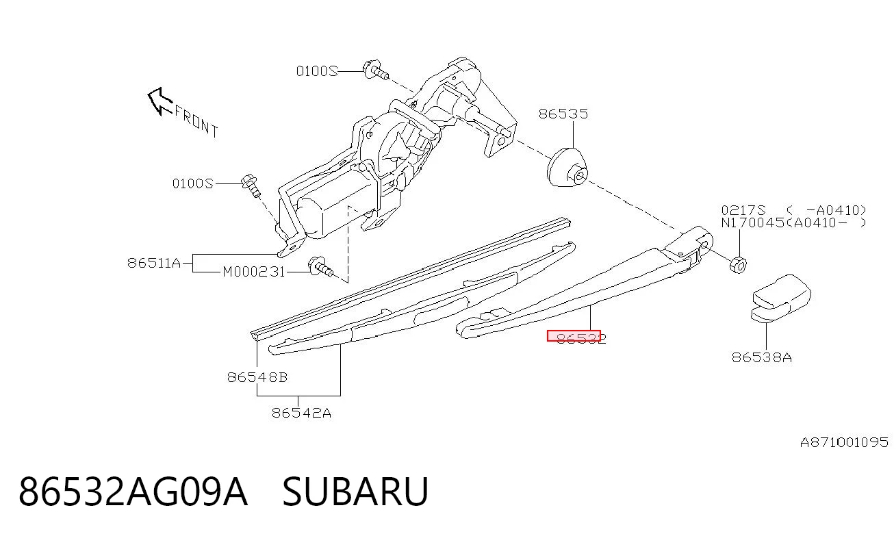 86532AG09A Subaru Рычаг-поводок дворника заднего стекла